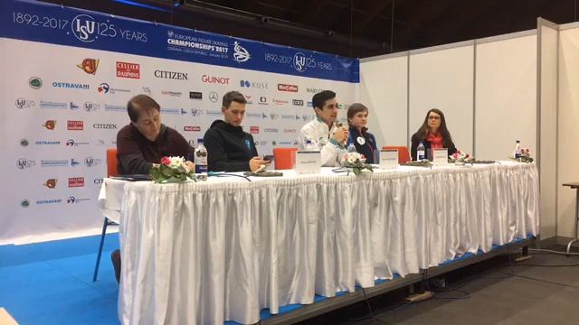 Men's FS Press Conference EC 2017 (rus subs for Maxim and Mikhail) смотреть онлайн