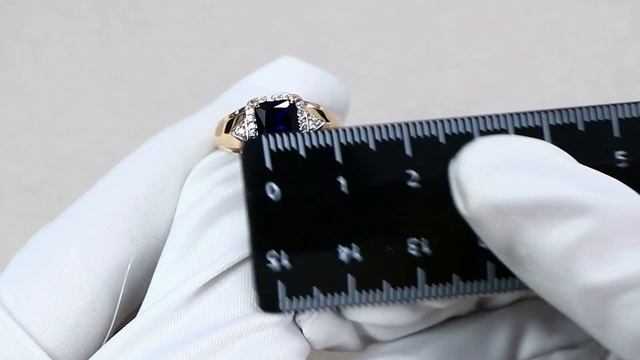 Золотое кольцо Александра с фианитом и сапфировым корундом кл3481-27ск