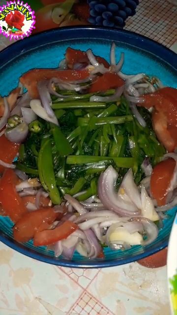 BOILED KANGKONG SALAD WITH SMOKE FISH