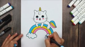 Как нарисовать КОТА-ЕДИНОРОГА шаг за шагом