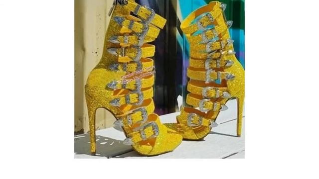 Devine Lux Peep Toe Hollow Sequin Cage Shoes Gladaitor Heels смотреть онлайн