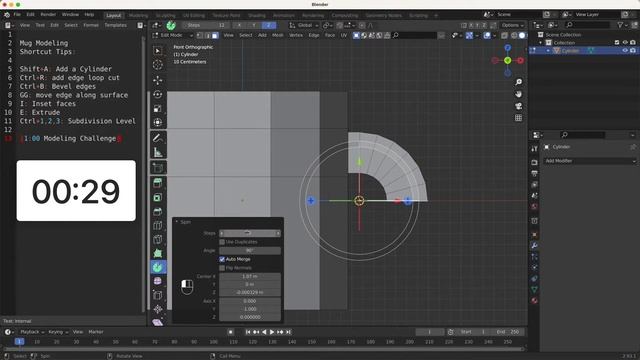 1 min Mug Modeling Challenge in Blender смотреть онлайн