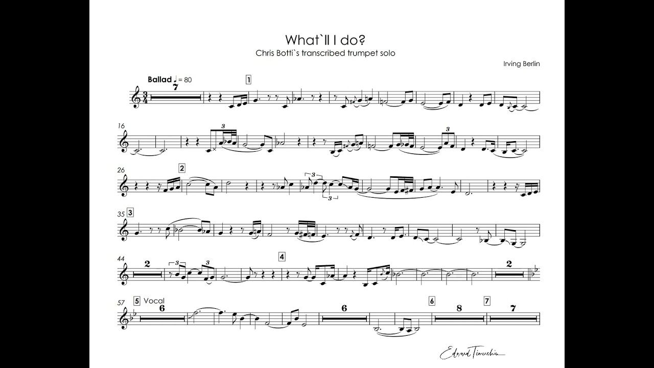 Chris Botti - What'll I Do? - transcribed trumpet solo