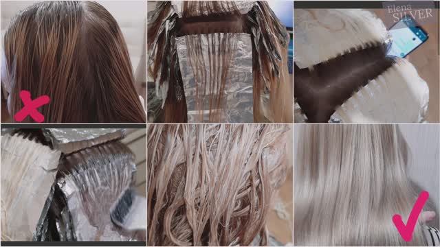 Мелирование волос дома. Рецепты парикмахера тонирования желтизны блонда на краске Ollin 9/81 смотреть онлайн