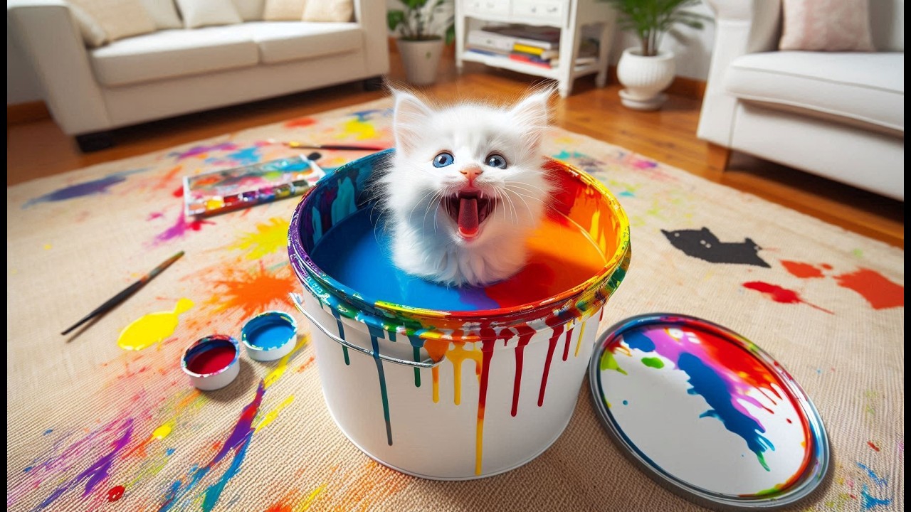 Видео для детей. Котик папа и котик малыш играют. Детям. смотреть онлайн