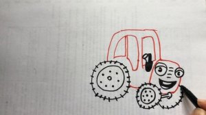 Як намалювати червоний трактор. Как нарисовать красный трактор