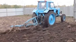 Вспашка огорода  на МТЗ 82 с турбиной трк6с