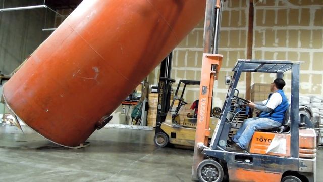 Youtube Or Failblog... 20 Foot Tall Oil Tank Vs. Forklifts