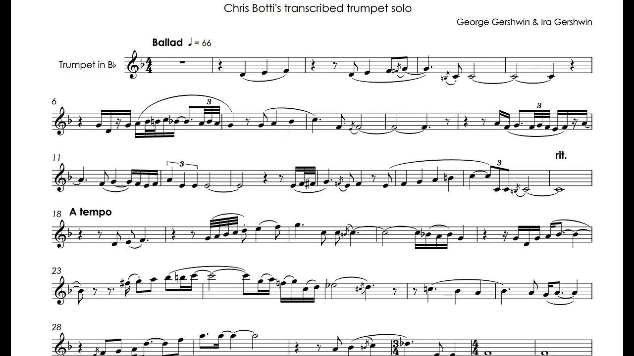 Gershwin, George - Embraceable You - Chris Botti's transcribed trumpet solo