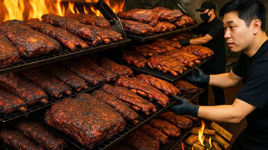 Рай для любителей мяса?! Настоящий корейский шашлык, приготовленный на огне и жаре! смотреть онлайн