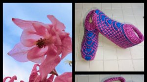 32.МК#  "АКВИЛЕГИЯ " #Вяжем красивые тапочки-следочки #на двух спицах без швов #