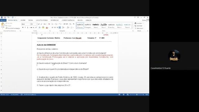 Aula Do Dia 10 08 2020   5ºA EV