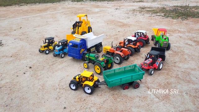 Toy JCB Machine fully loaded sand in toy Truck|Toy Tractor videos|LITHIKA SRI смотреть онлайн
