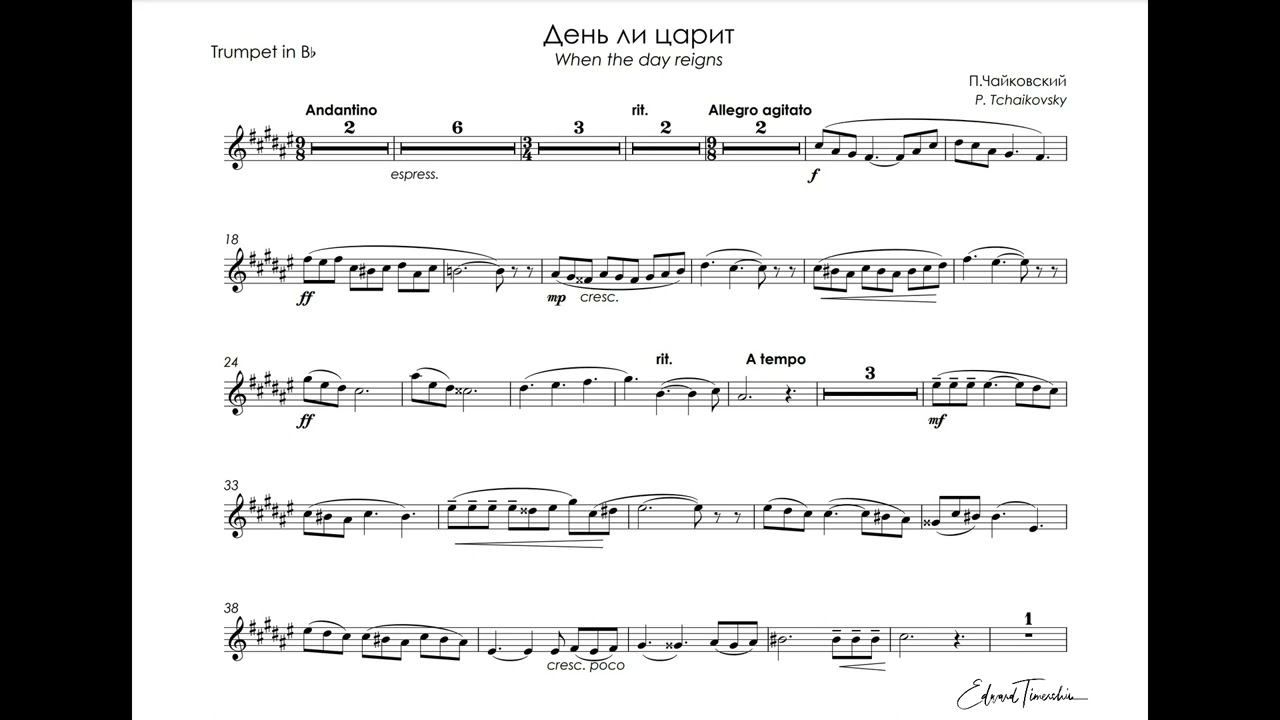 Tchaikovsky, Pyotr - Does the Day Reign - Sergei Nakarykov trumpet Bb смотреть онлайн