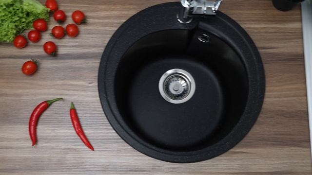 Кухонная мойка из искусственного камня Рондо, Alcora, черная смотреть онлайн