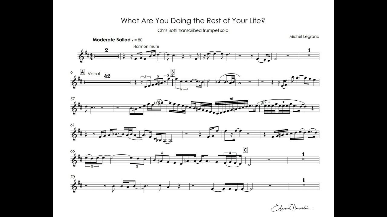 Chris Botti - What Are You Doing The Rest Of Your Life (feat. Sting)- transcribed trumpet solo