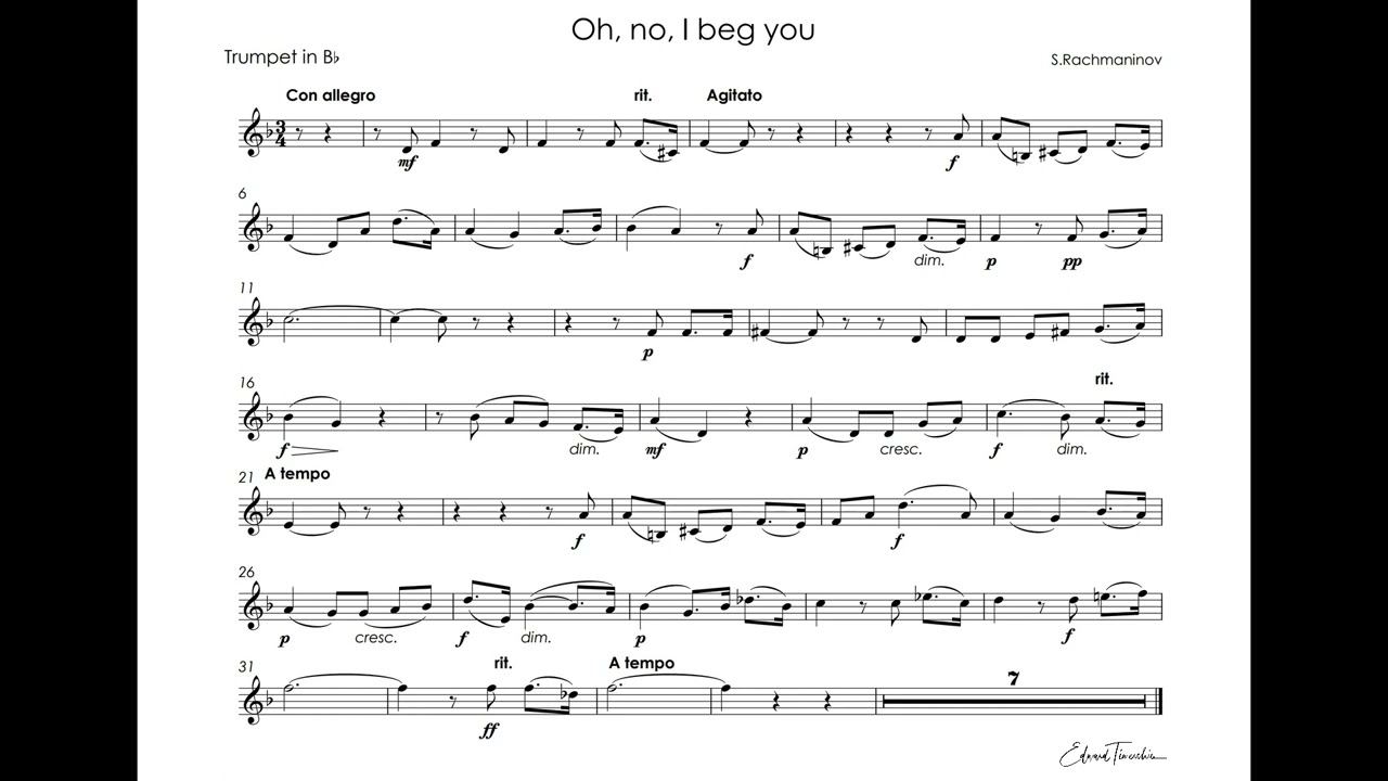 Rachmaninov, Sergei - Oh no, I beg you, do not leave me - Sergei Nakariakov trumpet Bb смотреть онлайн