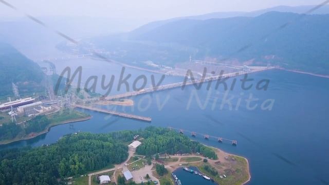 Krasnoyarsk Hydroelectric Power Station On The Yenisei River. Russia, From Drone