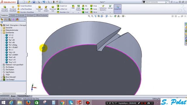 Helical Gear Drawing with Equation in SolidWorks смотреть онлайн