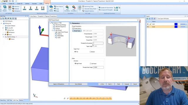 3 Axis Basics Threadmill 2 Tapered Threads смотреть онлайн