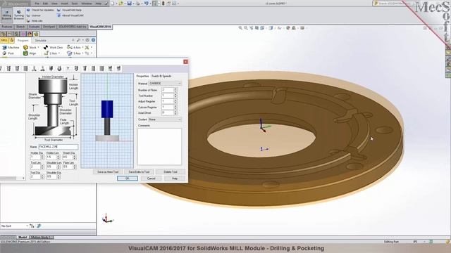 VisualCAM 2017 for SOLIDWORKS Drilling and Pocketing a Part Blank смотреть онлайн