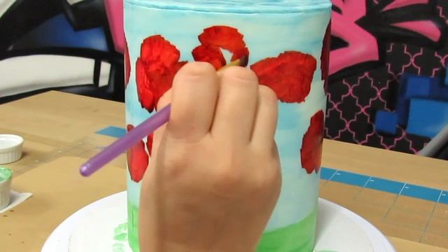 Hand Painted Cake - Poppy Field EASY HOW TO!