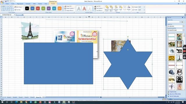 Picture, ClipArt, Shapes and Smart Art. Part 09: For Beginner } MS Excel смотреть онлайн
