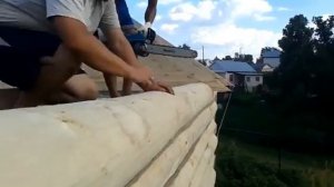 Монтаж крыши
  на бане из сруба
