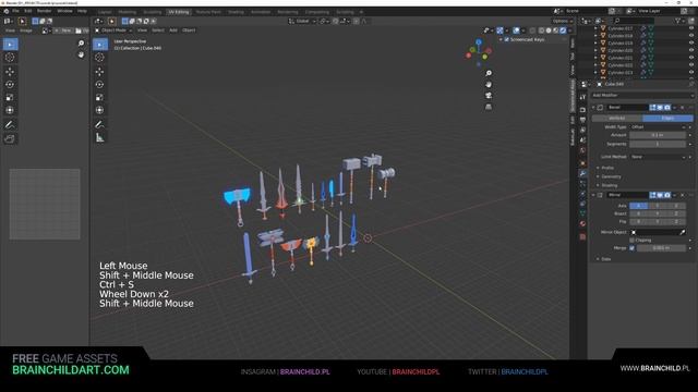 (BRAINCHILDART Armory #06) LOWPOLY Fantasy Weapons in Blender 2.90 | Blender Speed Modeling смотреть онлайн