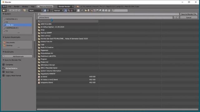 Dasar Blender 3D 2.79 - Cara Menyimpan File Project atau Save File Blender 3D смотреть онлайн