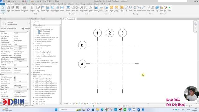 Edit Grid Line Revit 2024 смотреть онлайн
