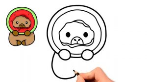 Как нарисовать  капибару с арбузом — просто и весело