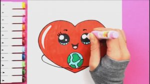 Как нарисовать КАВАИЙНОЕ КРАСИВОЕ СЕРДЦЕ шаг за шагом Легкие рисунки для детей Яркие цвета ❤