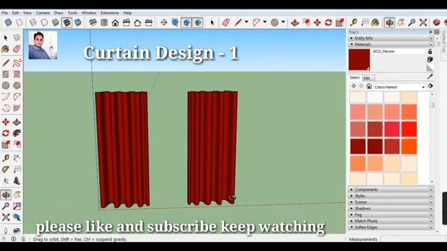 How to make curtains model in sketchup | clothe work | sketchup tutorial | смотреть онлайн