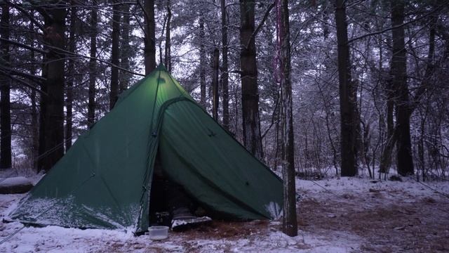 Solo Hot Tent Winter Camping In A Snow Storm With My Dog смотреть онлайн