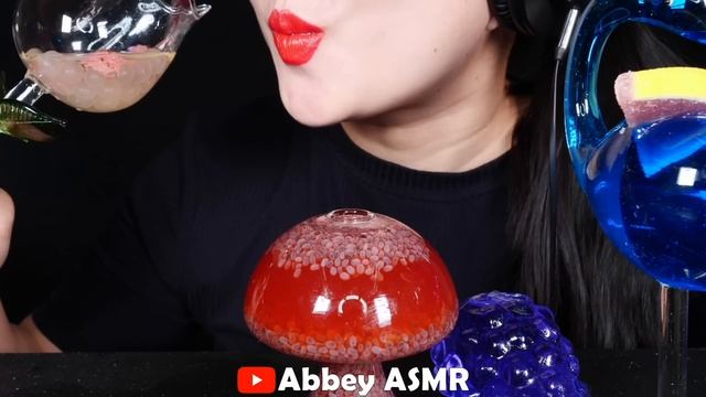 ASMR RAINBOW DRINKS *VAMPIRE BOBA TEA JELLY, CANDY, FROG EGGS, BIRD GLASS, 신기한 물 먹방 DRINKING SOUNDS