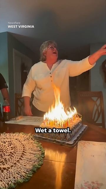 Grandma Struggles To Blow Out Hilarious Number Of Candles On Birthday Cake #Shorts