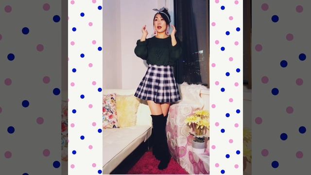 Grid school shorts / Grid mini skirt, knee high boots, Badana hairstyle, pop up earrings смотреть онлайн