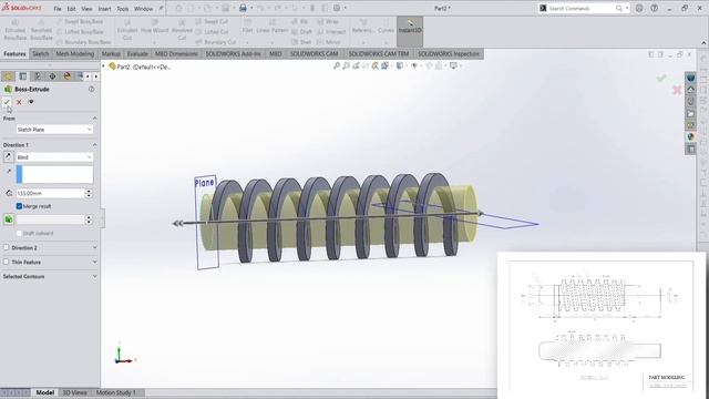 How to Design Worm Gear Shaft in Solidworks | Tutorial | part modelling смотреть онлайн