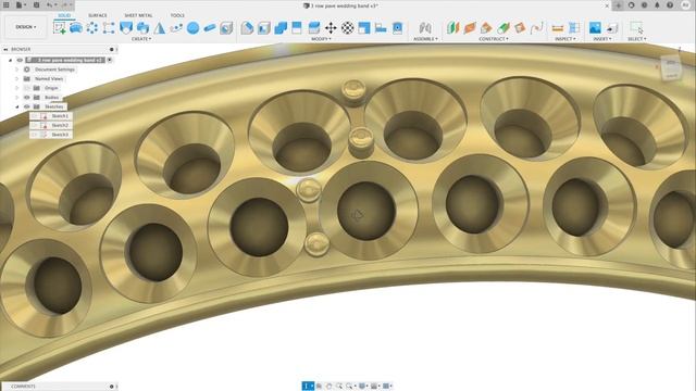 3 row PAVE WEDDING BAND // Fusion 360 — Jewelry design смотреть онлайн