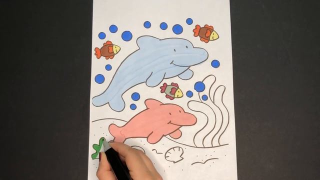 Coloring Book Sea World Dolphin Family смотреть онлайн