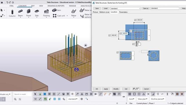 Learn Tekla Structures 2020 - Silent Tutorials - 11 Foundation rebars - Custom component смотреть онлайн