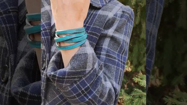 Кожаный браслет ручной работы "Корзинка Океан на Черном 3и1 полосы" смотреть онлайн