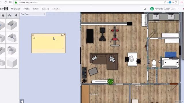Planner 5D Web/Browser App Annotations In 2D