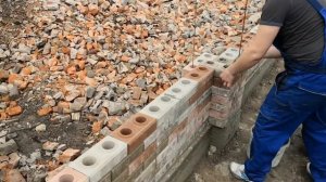 Укладка лего кирпича. На клей.