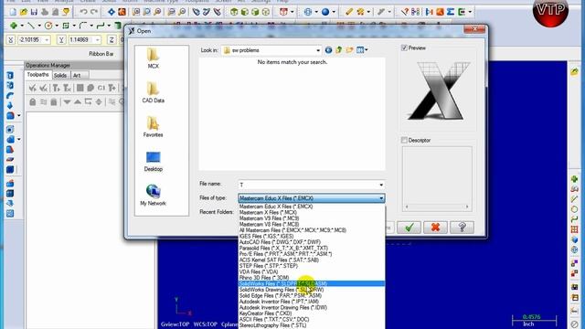 Mastercam X1-X7 Mill - 10.1 Import Solidworks Part (Example 7) - Vtpros.net
