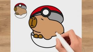 Как нарисовать легко Капибару Пошагово | Капибара Покемон Мяч