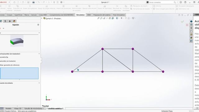 Ejemplo 5. Análisis estático en armaduras usando SolidWorks. смотреть онлайн