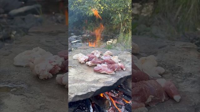 Готовим баранину на камнях. #мясонакамнях #баранина #готовимнакостре #готовимнаприроде