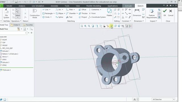 Butterfly Valve Assembly Part I Body using Creo 6.0 смотреть онлайн